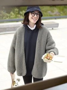 Uniqlo Pile-Lined Fleece Cardigan, Gray, XS, NWT - Picture 1 of 7
