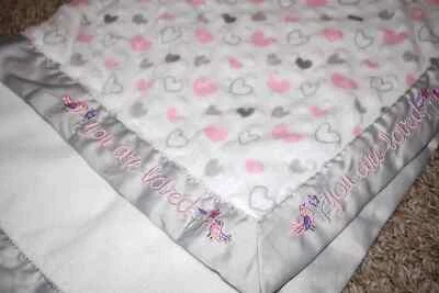 F8 JUST BORN You Are Loved Bird Heart Velour Minky Dot Fleece Baby Crib Blanket - Image 1 of 4