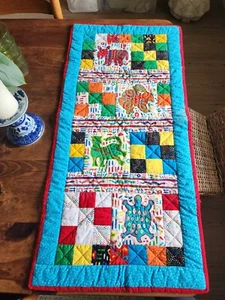 Mola Art Style Handmade Quilted Table Runner Folk Art Southwest Never Used - Picture 1 of 8