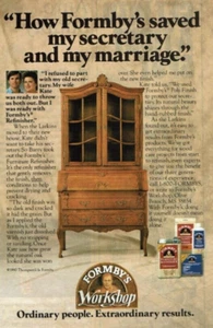 1990 Vintage Print Ad How Formby's rettete my secretary and wedry Workshop - Bild 1 von 2
