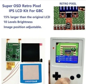 Blue Glowing Lens--OSD Version IPS Backlight LCD Mod Kit+ Pre-cut Shells For GBC - Picture 1 of 36
