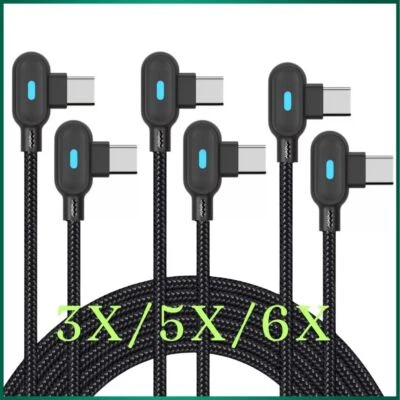 Cable de carga cargador rápido USB-C a USB-C doble ángulo recto de 90° 60W Foto 1 de 4