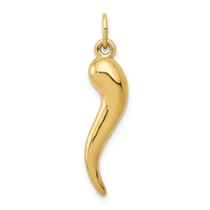 14k Yellow Gold 3D Italian Horn Charm Pendant 0.41gm L-0.99 in,W-0.2 in - Picture 1 of 4