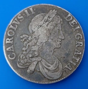 1664 STUART CROWN CHARLES II KM 422.1 GREAT BRITAIN Silver Coin - Picture 1 of 18