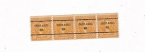 1924 SAINT LOUIS, MO. CANCEL 10 CENT MONROE COIL STAMP BLOCK OF 4 OVERPRINT - Picture 1 of 2