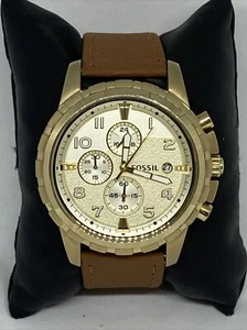 Fossil Dean FS4867 Men's Brown Leather Analog Champagne Dial Quartz Watch LJ449 - Picture 1 of 12