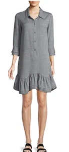 HALSTON HERITAGE Button-front Collared Shirt Dress In Heather Grey Size 8.. NWT - Picture 1 of 7