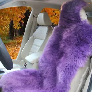 Violet Premium Quality Australian Sheep Skin Car Long Wool Front Seat Cover set - Foto 1 di 3