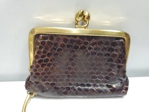 Vintage Brown Kiss Lock Coin Purse Bifold Wallet / Keychain 4661/16 - Picture 1 of 10