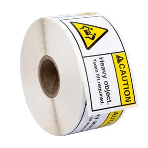 14 rolls 500 labels per roll 3”x1.5” CAUTION HEAVY OBJECT TEAM LIFT REQ. Labels - Picture 1 of 4