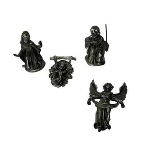 Vintage Heavy Pewter Mary Joseph Angel Jesus Manger - Picture 1 of 10