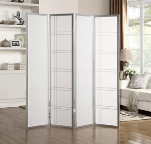 Seto 4-Panel Room Divider Screen, Silver - Picture 1 of 1