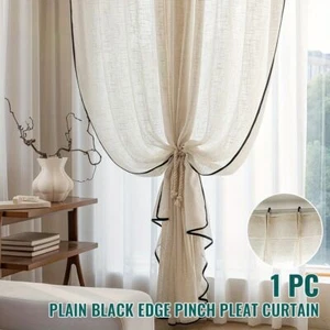 Natural Linen Sheer Window Curtain Drapes Bedroom Living Room Farmhouse Decor - Picture 1 of 15