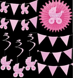 Babyparty Rosa Set Deko Feier Geschirr Mädchen Taufe Einladung - Bild 1 von 6