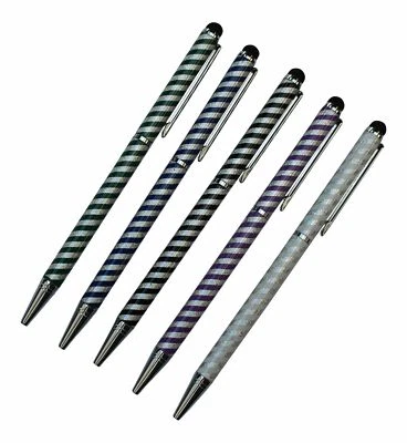 2x Davii Touchpen Kugelschreiber Eingabe stift Tablet Handy Metall Streifen - Bild 1 von 4