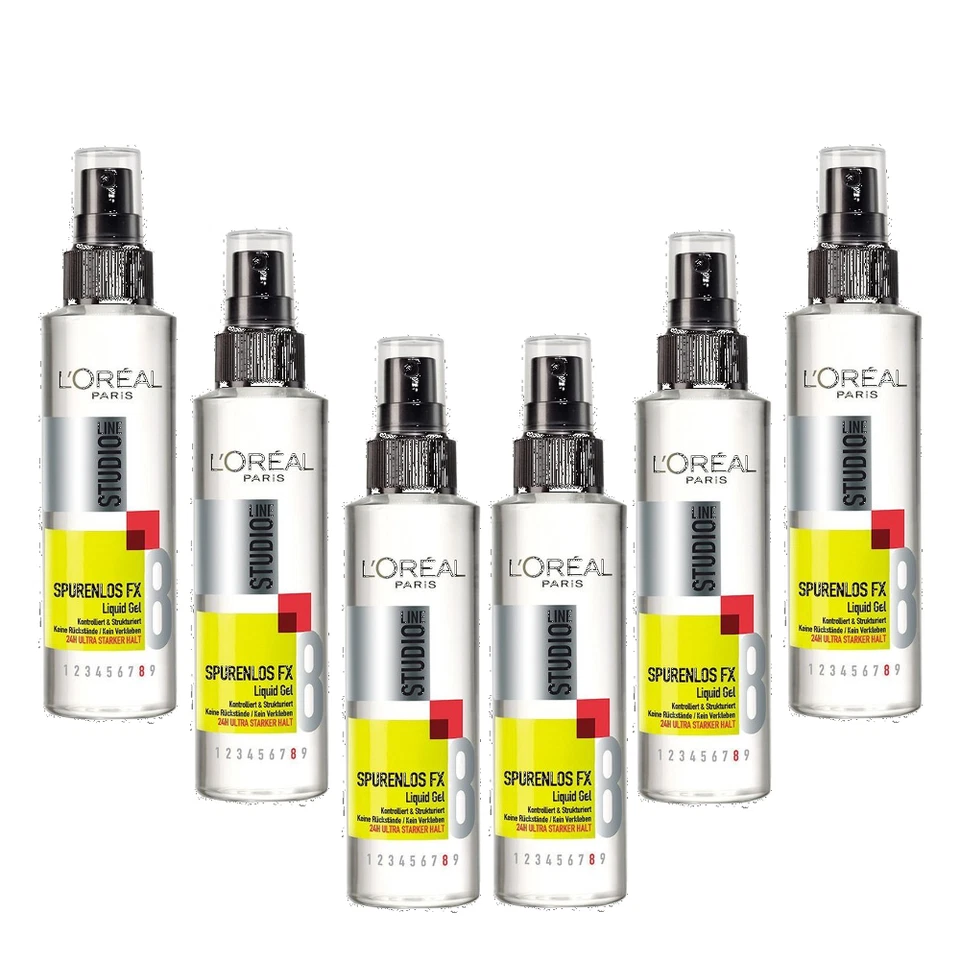 6x 150ml Loreal Paris Studio Line Spurenlos FX Liquid Gel 24H 6er Pump Spray - Bild 1 von 1