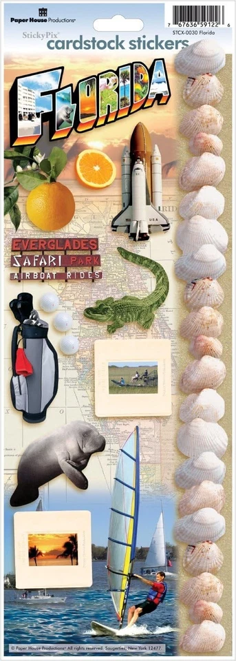Florida, state theme, scrapbook stickers - Paper House STCX-0030 - Image 1 of 1