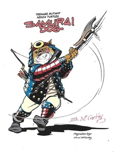 TEENAGE MUTANT NINJA TURTLES "Samurai Dog" Playmates SIGNIERT E. McCarthy 8,5"x11" - Bild 1 von 2