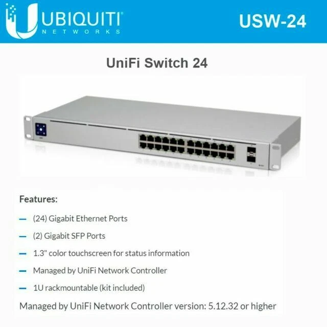 Ubiquiti Networks UniFi USW-24 Gigabit Managed Switch/SFP, 24-Port