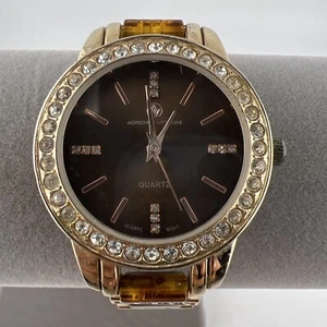 ADRIENNE VITTADINI CRYSTAL GOLD TONE WATCH MODEL AD9417 Needs Battery - Picture 1 of 10