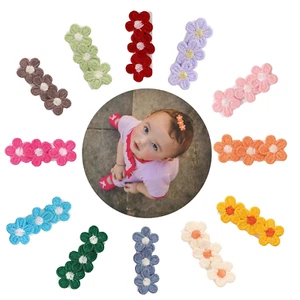 12pcs Baby Girl Flower Hair Clips, Soft Fabric Barrettes for Toddlers - Picture 1 of 6