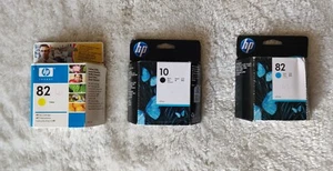 3 Original HP Tintenpatronen HP 10 Schwarz 82 Cyan Gelb C4911A C4913A C4844A - Bild 1 von 7