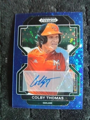 2022 Panini Prizm Draft Picks Blue Doughnuts Circle /25 #PD95 Colby Thomas Auto  - Image 1 of 2