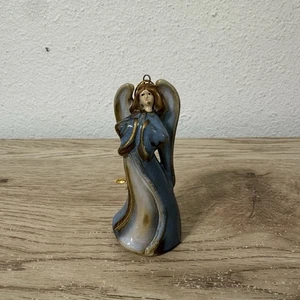 Campanella ceramica angelo blu ornamento natalizio vintage - Foto 1 di 9