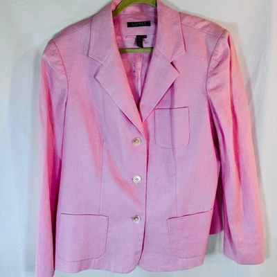 NWT Lauren Ralph Lauren 100% Linen Pink Sands 3 button closure - Image 1 of 4