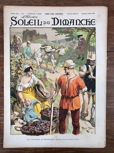 Petit Journal SOLEIL DU DIMANCHE 1898 #40 Vendanges Moyen-Age CHROMO Harvest - Picture 1 of 1