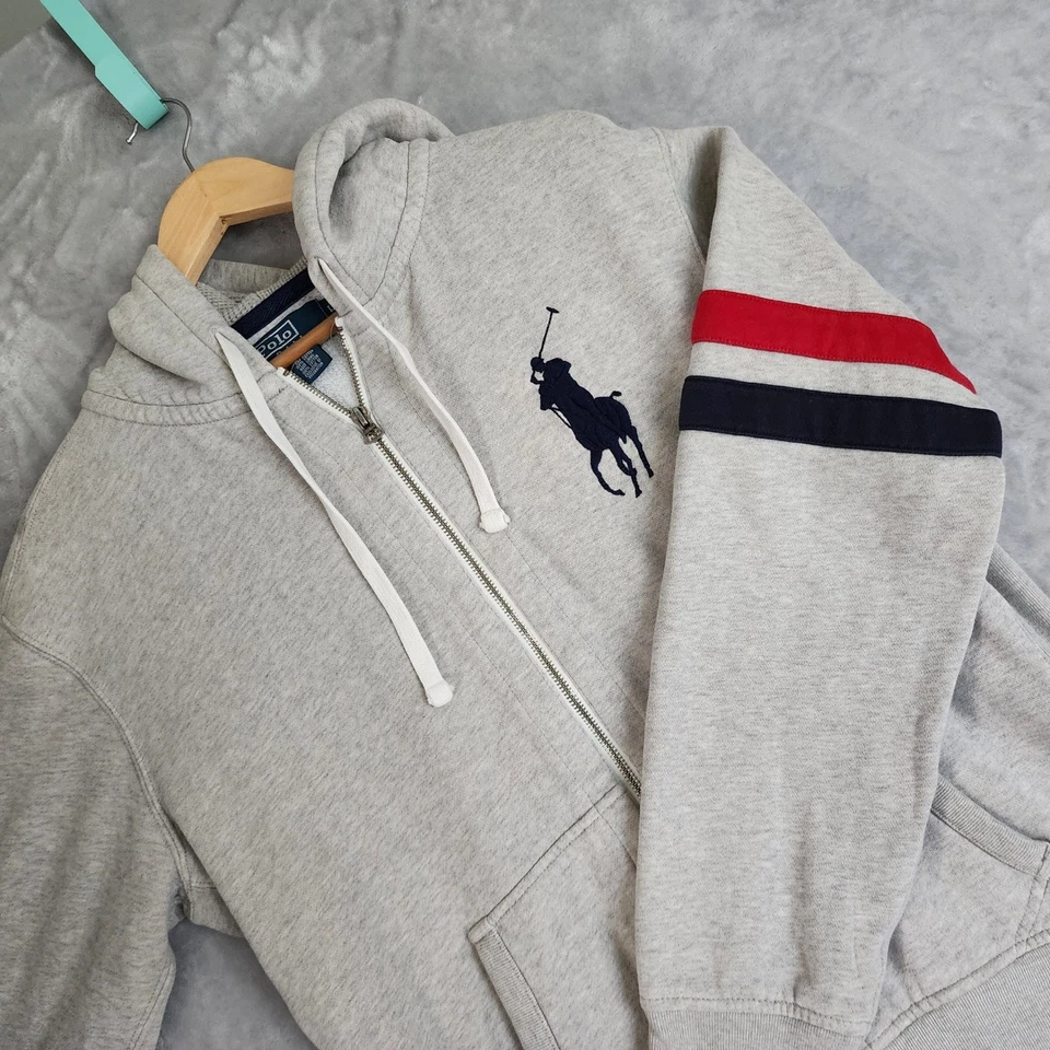 Polo Ralph Lauren Zip Up Hoodie Boys Size Large Big Pony Logo Gray Sweatshirt - Image 1 of 4