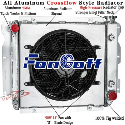 3Row Radiator+Shroud Fan For 1987-2006 Jeep Wrangler TJ Chevy V8 Engine CC8102 - Image 1 of 4