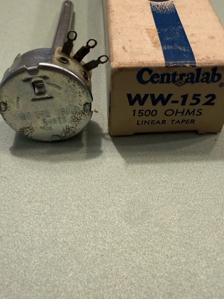 CENTRALAB WW-152 1500 OHM 5W LINEAR TAPER POTENTIOMETER   - Image 1 of 4