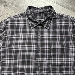 Camicia John Varvatos uomo L nera Oxford L/S con bottoni casual a quadri finestra - Foto 1 di 14