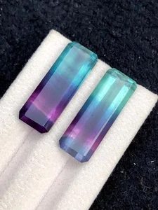 Tri Colour Fluorite Cabochon Pair 23.55 ct - Chakra Balancing Crystals - Picture 1 of 7
