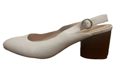 Zapatos de tacón J Crew de cuero blanco con honda trasera para mujer 9 boda novia Foto 1 de 4