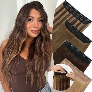 LIQUIDACIÓN Clip en Extensiones de Cabello Humano Gruesas de Una Pieza 3/4 Cabeza Completa Balayage - Imagen 1 de 49