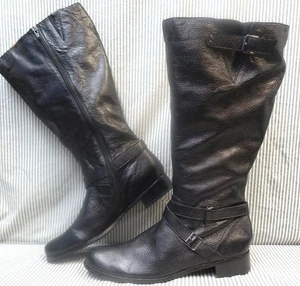 SAN JACINTO ~ NEU!!~SCHWARZ LEDER KNÖCHELRIEMEN WEITE WADE REITERSTIEFEL 11M - Bild 1 von 13