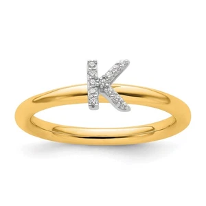 14K Stackable Diamond Initial K Ring Bracelet Necklace - Imagen 1 de 7