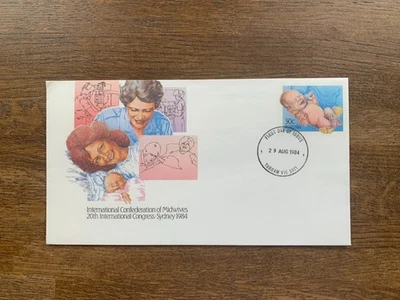 AUSTRALIA 1984 PSE 083 FDI CONFEDERATION OF MIDWIVES BABY DELIVERY CHILD CARE - Image 1 of 2