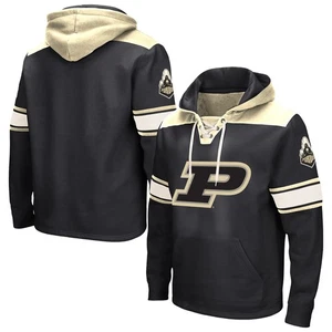 Men's Colosseum Black Purdue Boilermakers Big & Tall Hockey Lace-Up Pullover - Picture 1 of 3