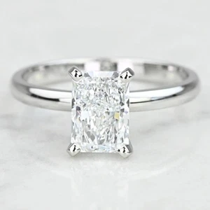 Anillo de diamantes genuinos cultivados en laboratorio de corte radiante de 1,00 quilates en plata 925 CERTIFICADO - Imagen 1 de 3