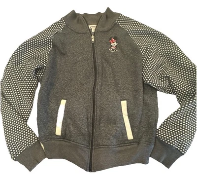 Disney Parks Minnie Mouse Gris Lunares Cremallera Completa Sudadera Bolsillos Juvenil M Foto 1 de 4