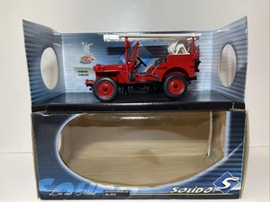 SOLIDO 1/18 JEEP WILLYS POMPIERS Fire Engine 1942 Mint Model Good Box - Picture 1 of 11
