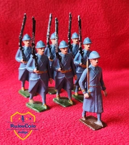 J.S.F. PLOMO PRIMERA GUERRA MUNDIAL INFANTERÍA FRANCESA SOLDADOS EN MARCHA 1950 Jouet Standard Francais - Imagen 1 de 16