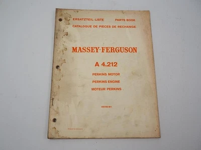 Perkins A4.212 Motor für Massey Ferguson MF186 Mähdrescher Ersatzteilliste 1969 - Bild 1 von 2