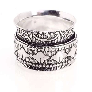 Silver Plated Spinner Ring Handmade Jewelry Gift For Women Size US 5.5 R-842 - Picture 1 of 3