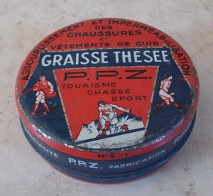Ancienne Boite Métal GRAISSE THESEE PPZ France rouge vintage vtg old - Imagen 1 de 6