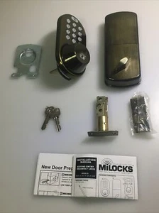 MiLocks XF-02AQ Keyless Entry Deadbolt Lock Antique Brass - Picture 1 of 6