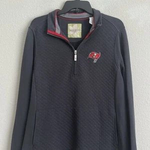 Tommy Bahama Fútbol Bucs Logo Negro Cuarto Cremallera Pullover Grande - Imagen 1 de 7